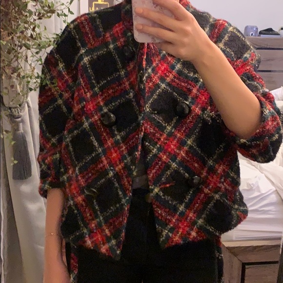 Hanii Y Jackets & Blazers - Hanii Y Tartan Cropped 3/4 Coat